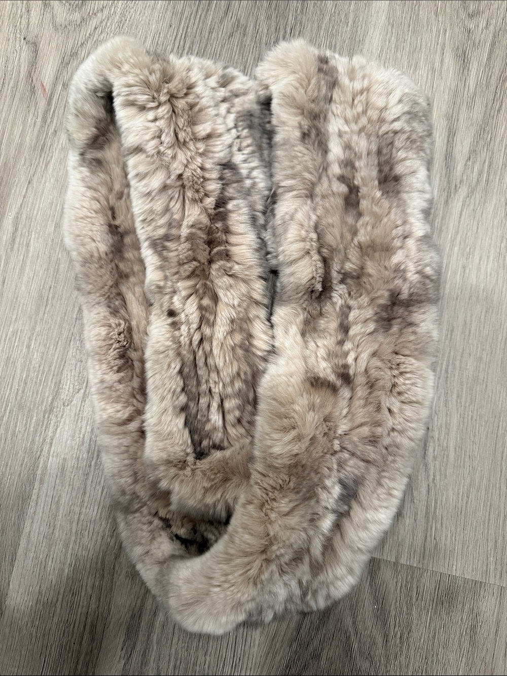 Basler Natural Beige Rex Fur Infinity Scarf